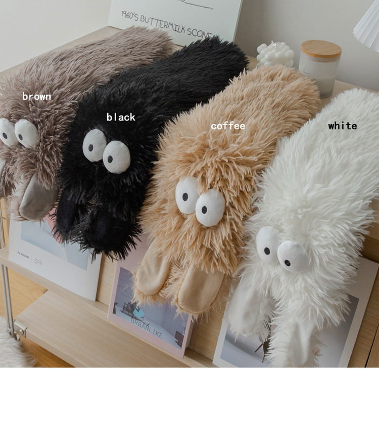 Womens Winter Cartoon Slipper Socks with Big Eyes Non-slip Floor Socks